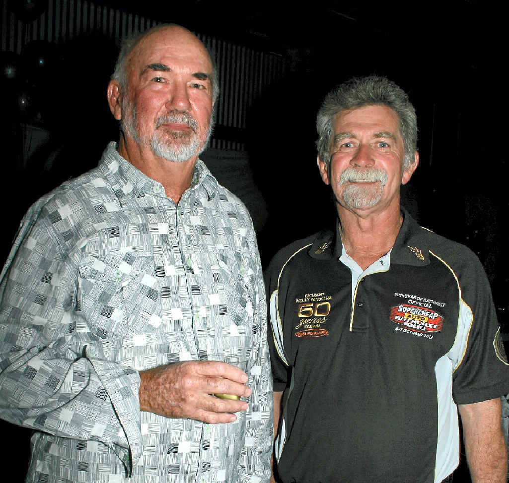 60TH CELEBRATION: Brian Dunn and chief flagger Dave “Skippy” Evans enjoy the anniversary dinner. 60TH CELEBRATION: Brian Dunn and chief flagger Dave “Skippy” Evans enjoy the anniversary dinner.